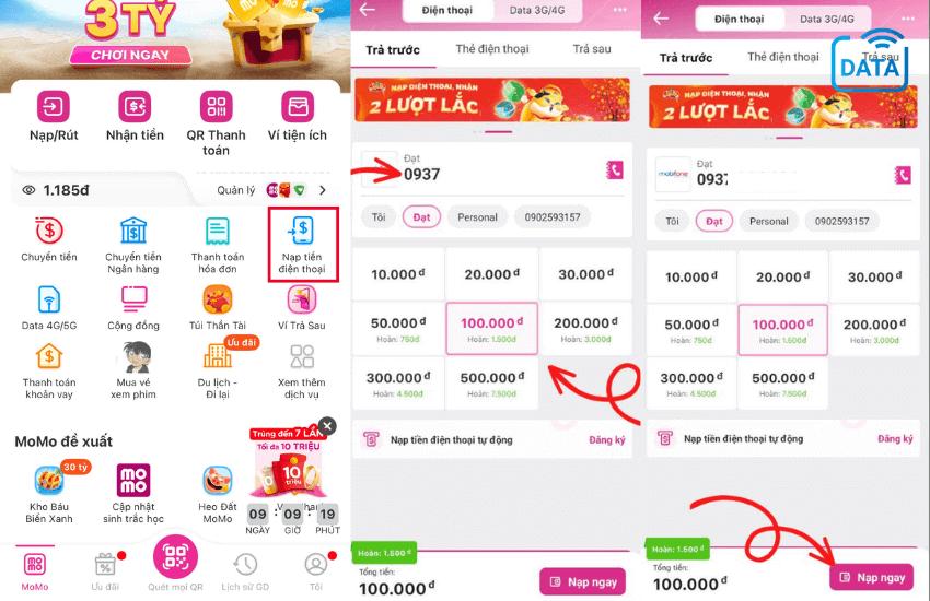 chuyen tien mobi khong can mat khau