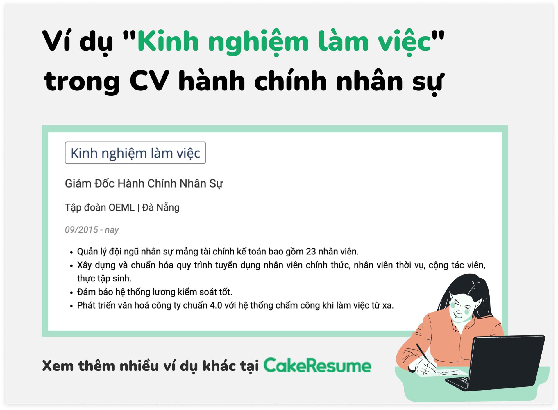 kinh nghiệm làm việc trong CV