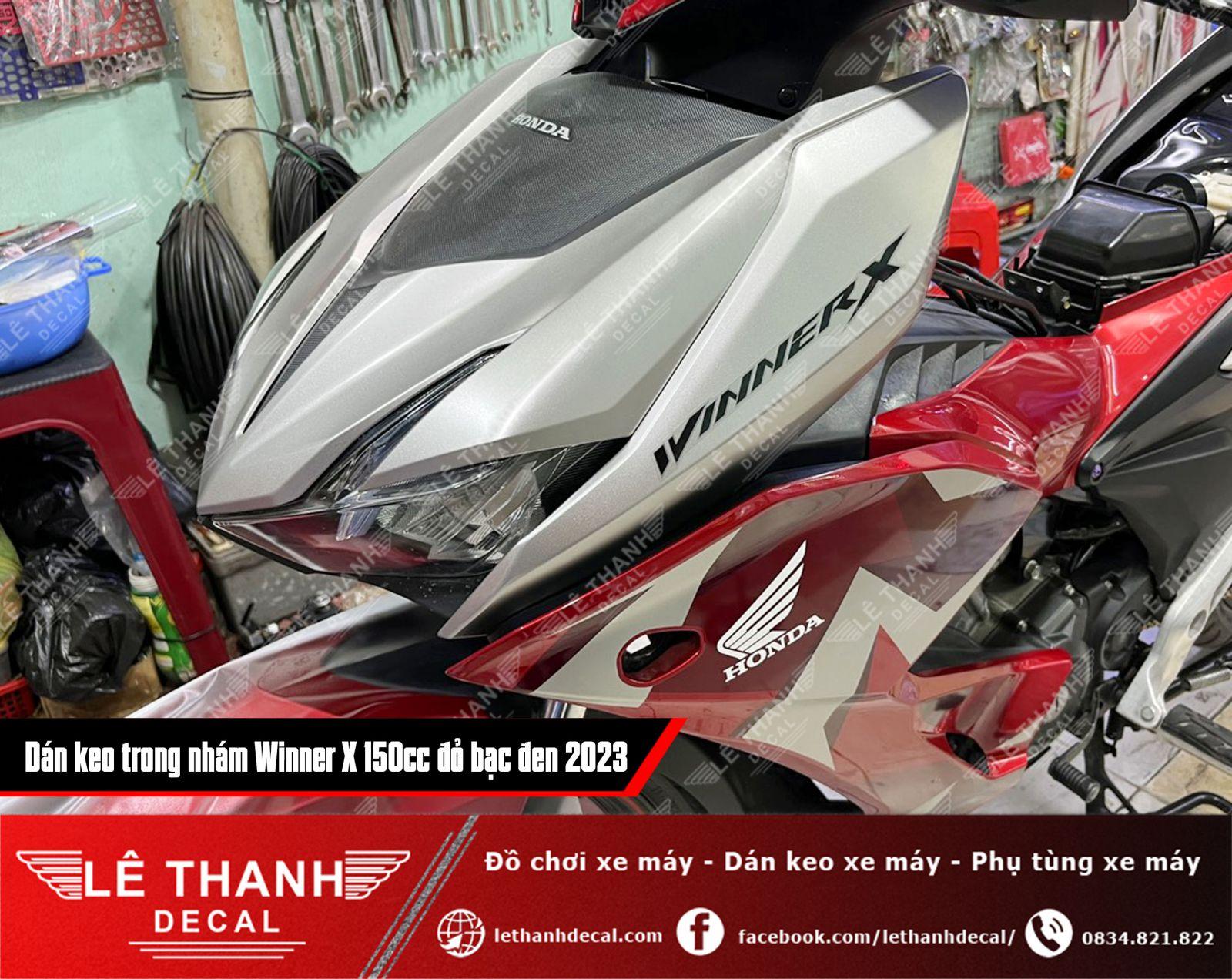 Dán keo trong nhám cho xe Winner X 150cc đỏ bạc đen 2023