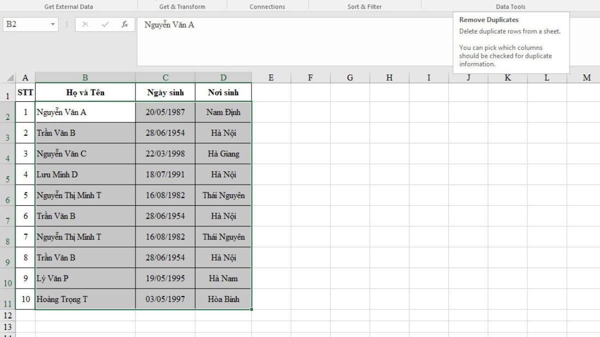 Việc chọn vùng dữ liệu trong Excel giúp làm việc hiệu quả hơn với bảng tính