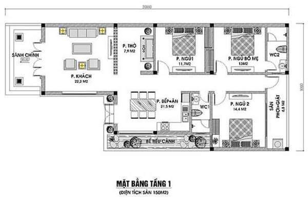 bản vẽ nhà cấp 4 mái lệch