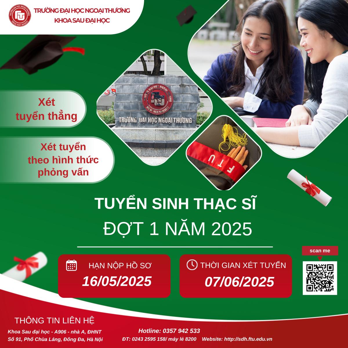 Thông báo tuyển sinh đào tạo trình độ Thạc sĩ Đợt 1 năm 2025