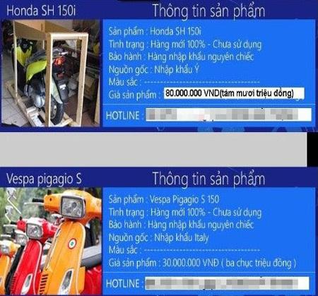 Cẩn thận với chiêu lừa đảo bán xe gắn máy thanh lý giá rẻ