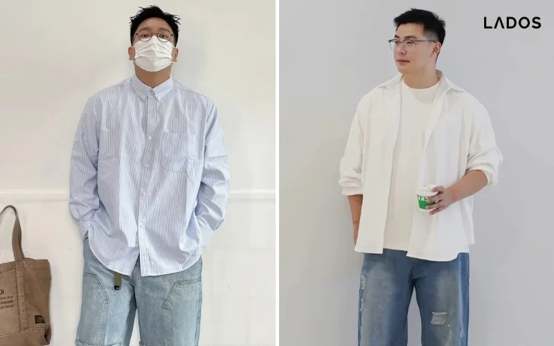 Mẫu áo sơ mi nam cho người béo bụng CHE KHUYẾT ĐIỂM hiệu quả